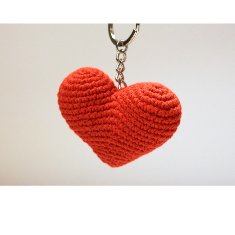 Crochet Heart Keychain