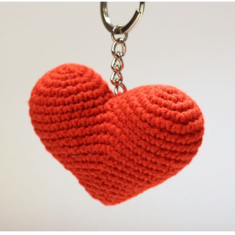 Crochet Heart Keychain