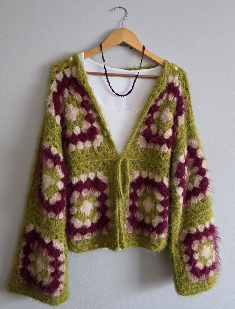 Fuzzy Granny Square Crochet Cardigan (Copy)