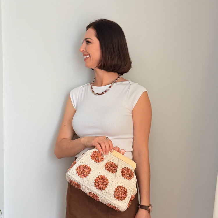 Crochet Puff Flower Purse