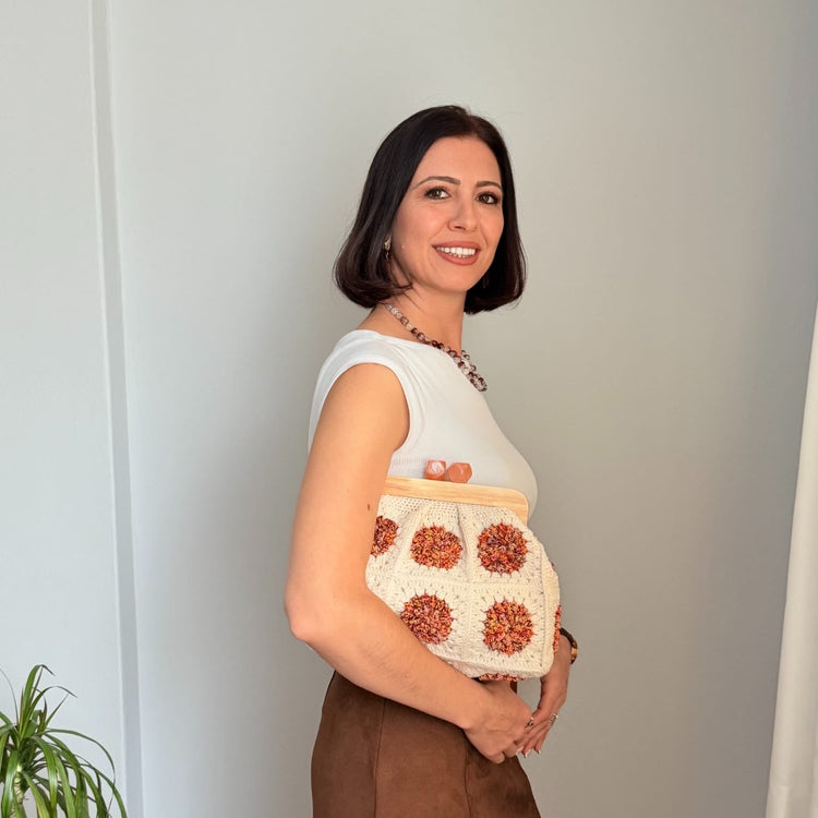 Crochet Puff Flower Purse
