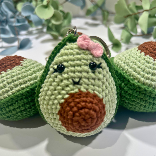 Cute handmade crochet avocado keychain!