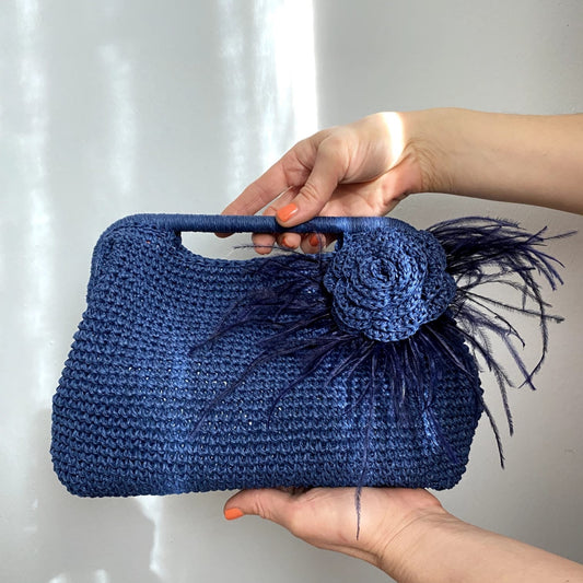 Crochet Clutch added Flower