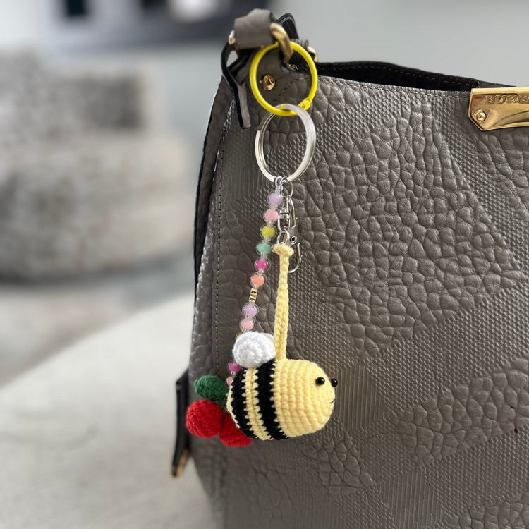 Cute Bee Bag Charm with Cherry