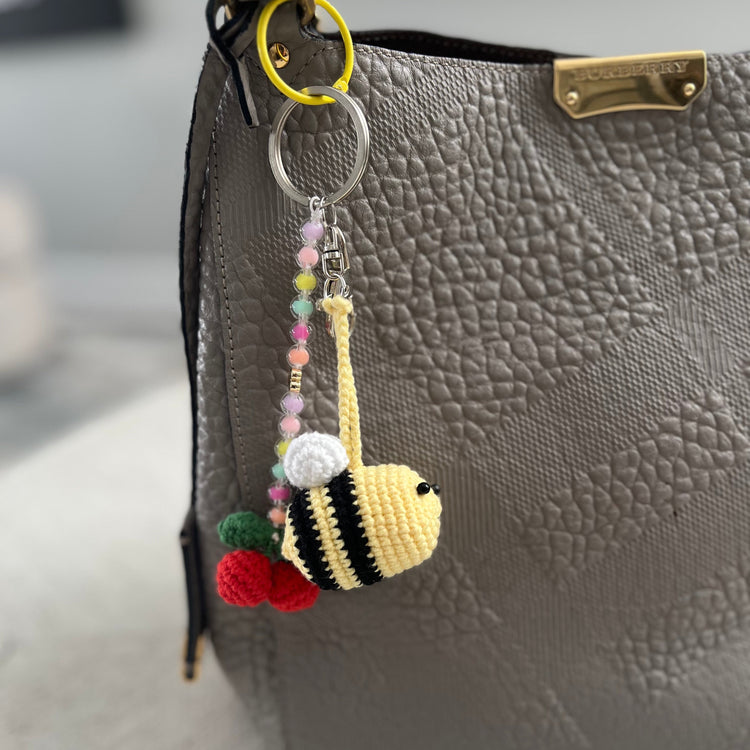 Cute Bee Bag Charm with Cherry