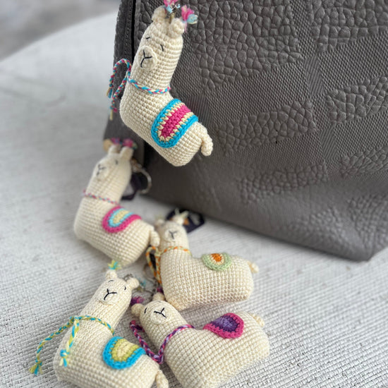 Set of crochet llama keychains 