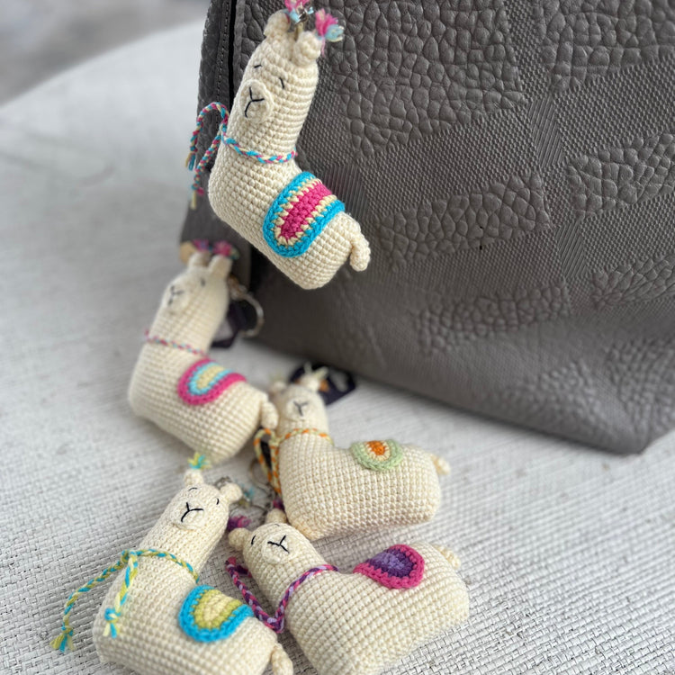 Set of crochet llama keychains 