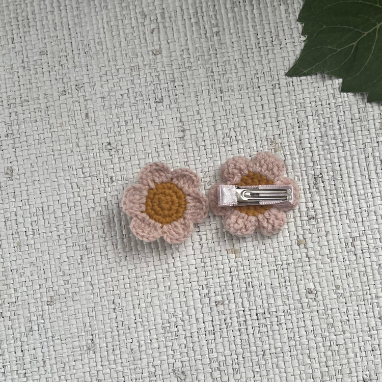Handmade Crochet Daisy Hair Clips