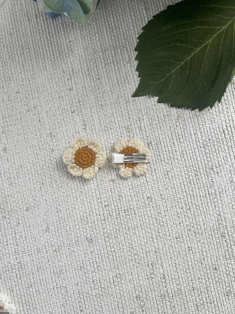 Handmade Crochet Daisy Hair Clips