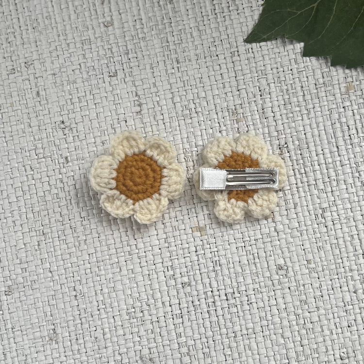 Handmade Crochet Daisy Hair Clips