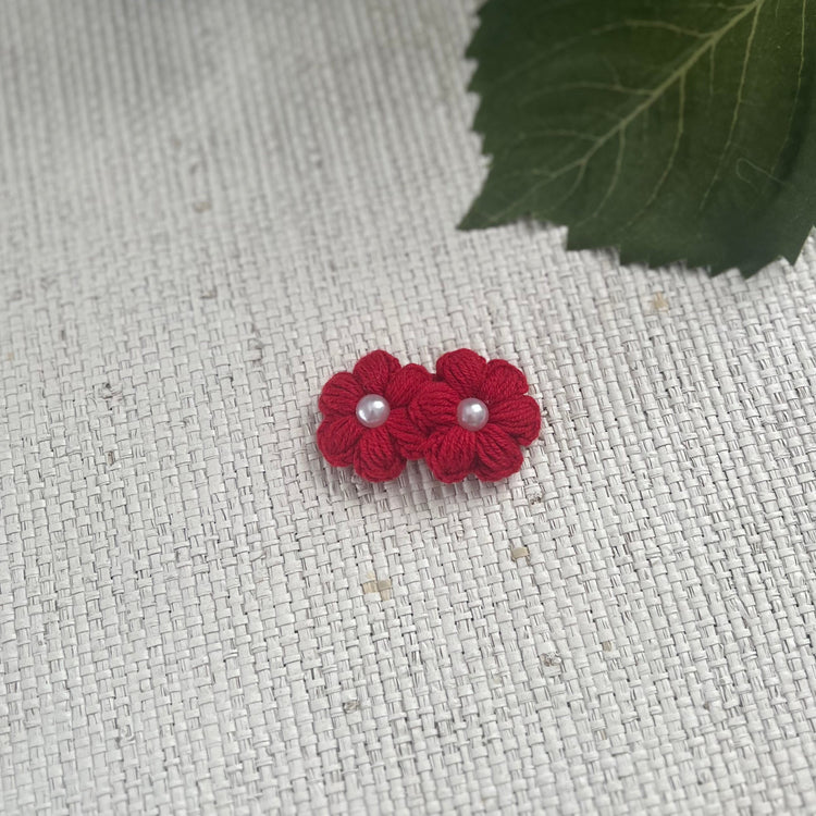 Double Flower Hair Clip with Pearl