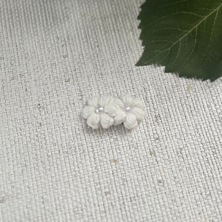 Double Flower Hair Clip with Pearl