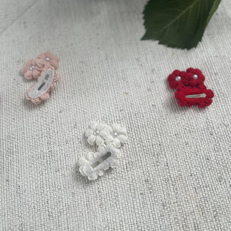 Double Flower Hair Clip with Pearl