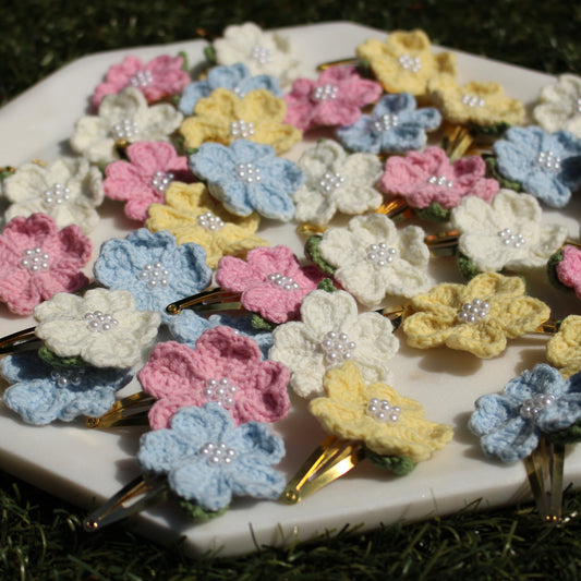 Barrette à cheveux fleur flamant rose