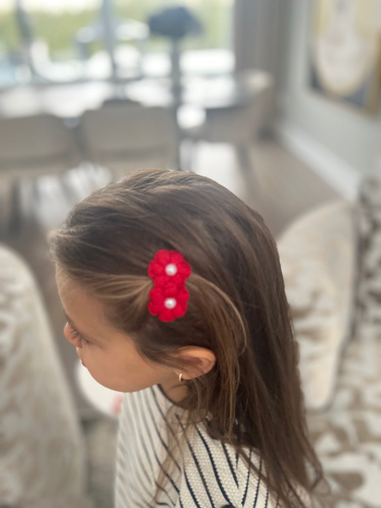 Double Flower Hair Clip with Pearl