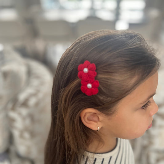 Double Flower Hair Clip with Pearl