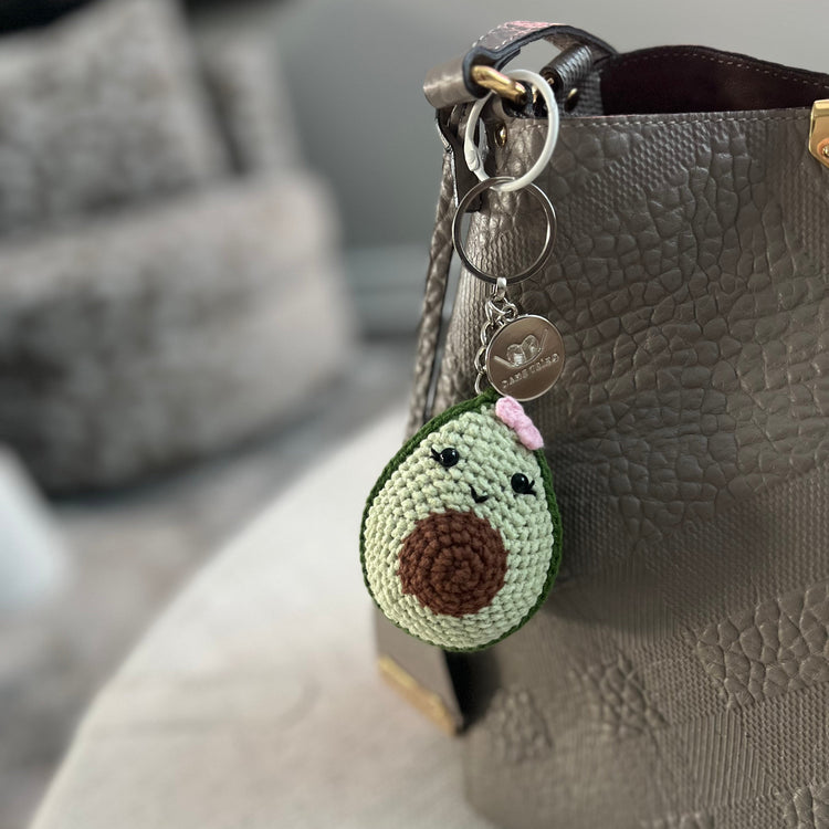 Cute handmade crochet avocado keychain!