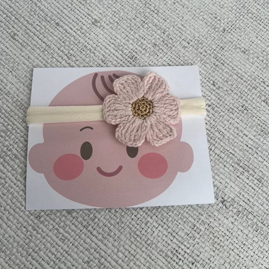 Baby headband with pink flower 