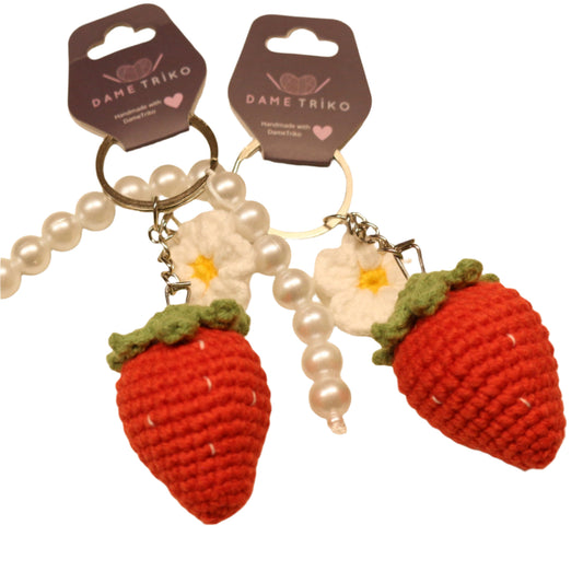 Handmade crochet Strawberry Key holder 
