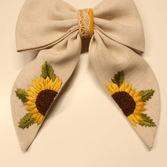 Embroidery Sunflower Bow