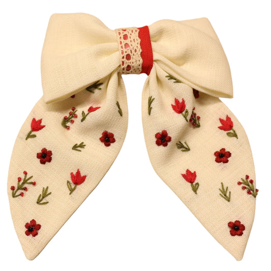 Rosy Lace Hair Bow