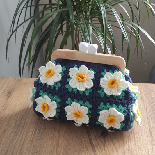 Granny Square Flower Clutch Bag