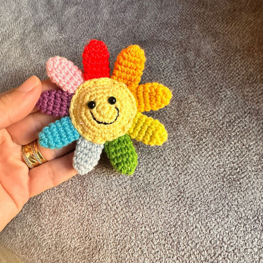 Colourful Handmade Crochet Smiley  Keychain