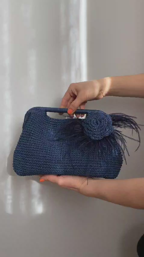 Crochet Clutch added Flower